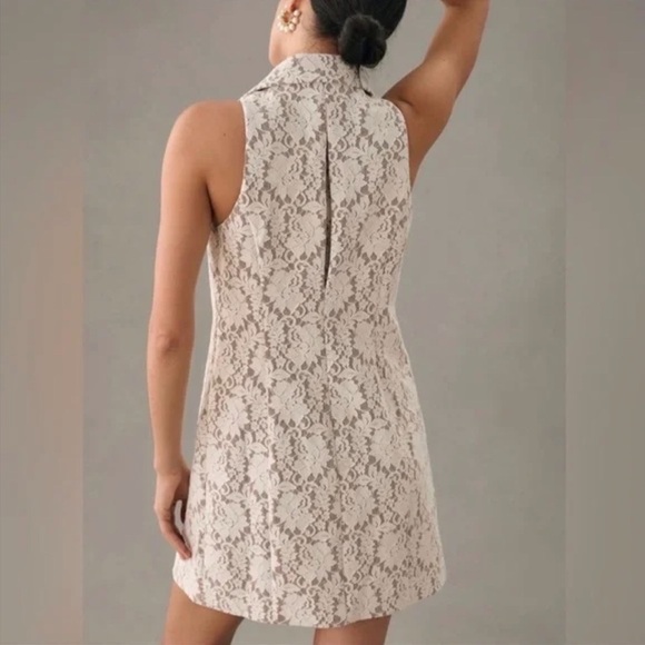Anthropologie Hutch Sleeveless Double-Breasted White Lace Blazer Dress L NEW - Picture 3 of 16